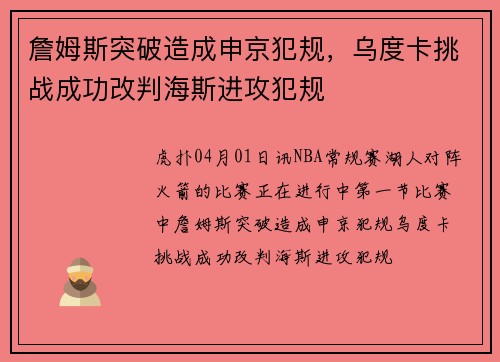 詹姆斯突破造成申京犯规，乌度卡挑战成功改判海斯进攻犯规
